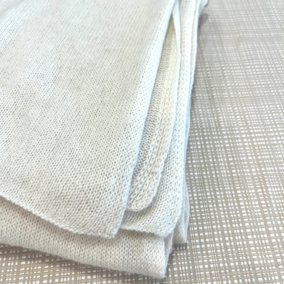 100% Cashmere Long Scarf Cream Color Soft Cozy Cashmere Ecru Cream Scarf - Picture 5 of 11